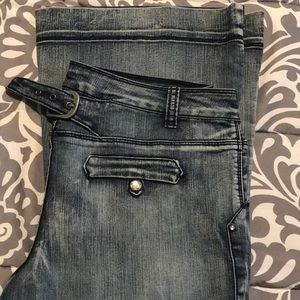 Flared low rise boho jeans